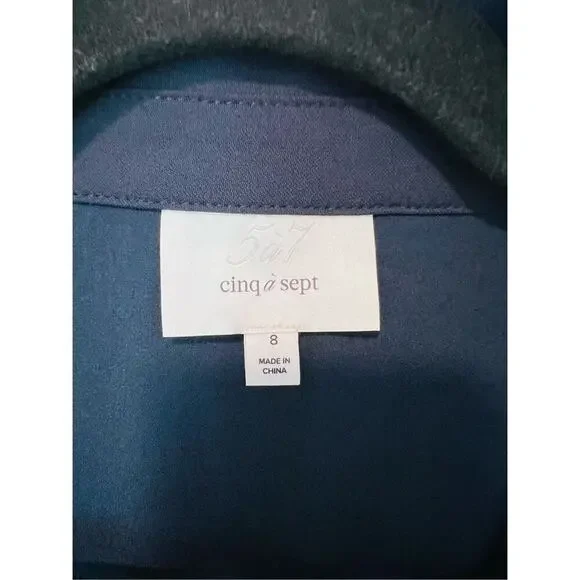 Cinq à Sept Women's Navy Vickie Puff-Sleeve Ruffled Mini Wrap Dress Size 10 NWOT - Picture 6 of 10